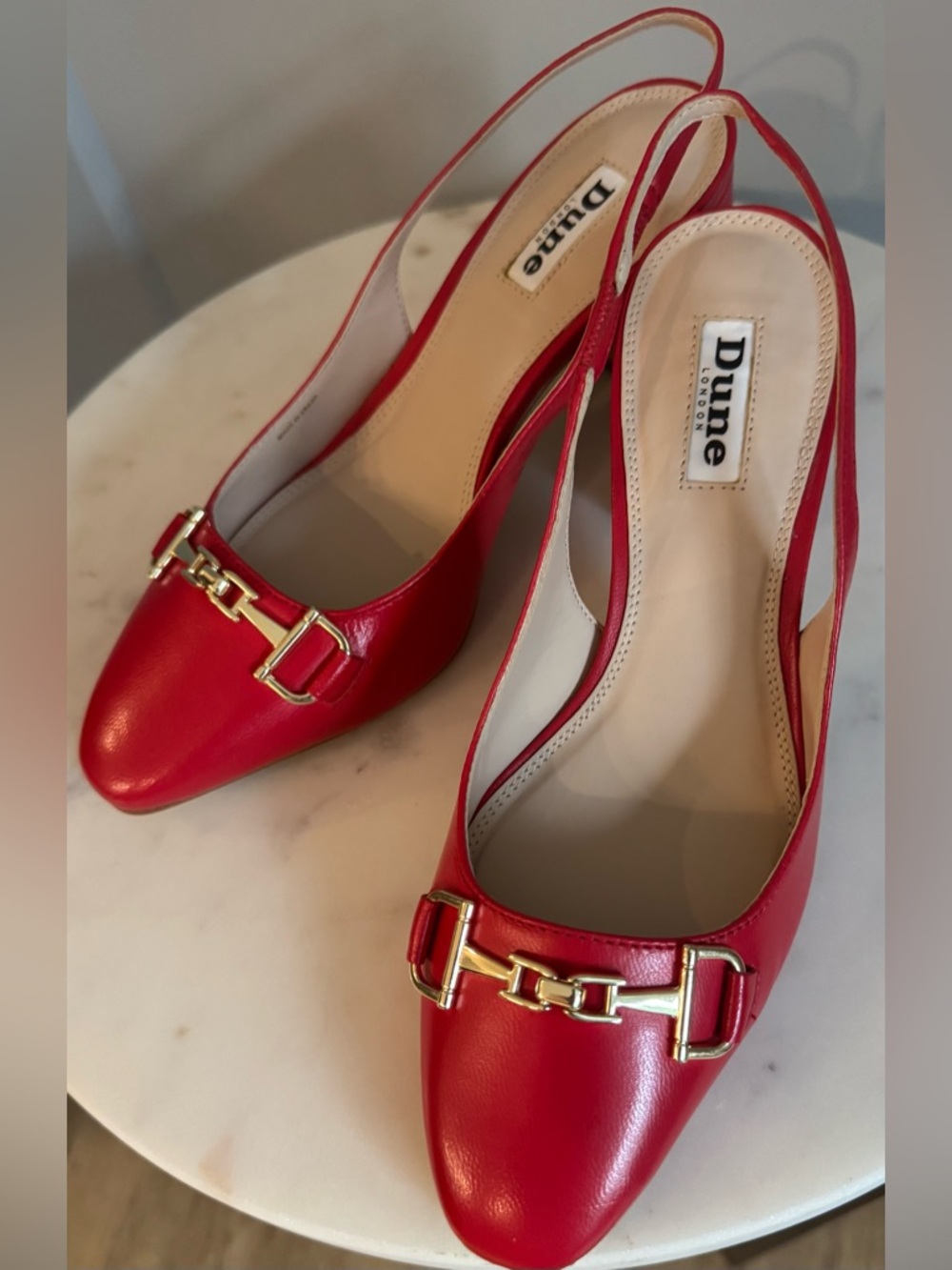 Dune London NWOT Leather “Detailed” Block Heel Slingback Pumps - Picture 5 of 13